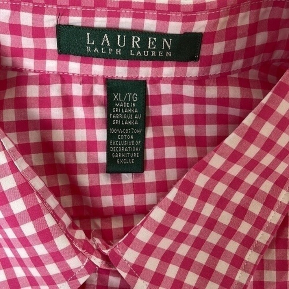 Lauren Ralph Lauren Gingham Print 3/4 Sleeve Button Shirt NEW - Picture 3 of 6